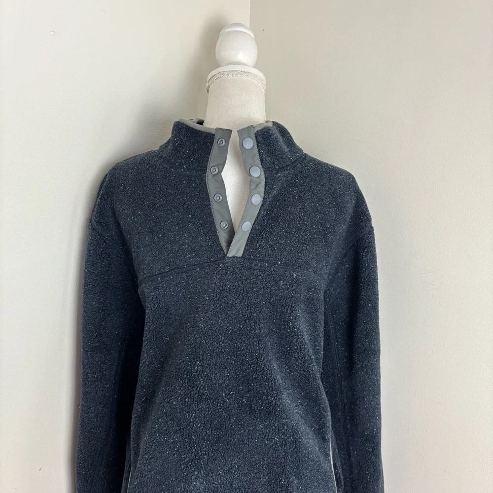 J Crew Nordic Mockneck Pullover Sherpa Fleece Navy Blue Pullover Size Large NWT